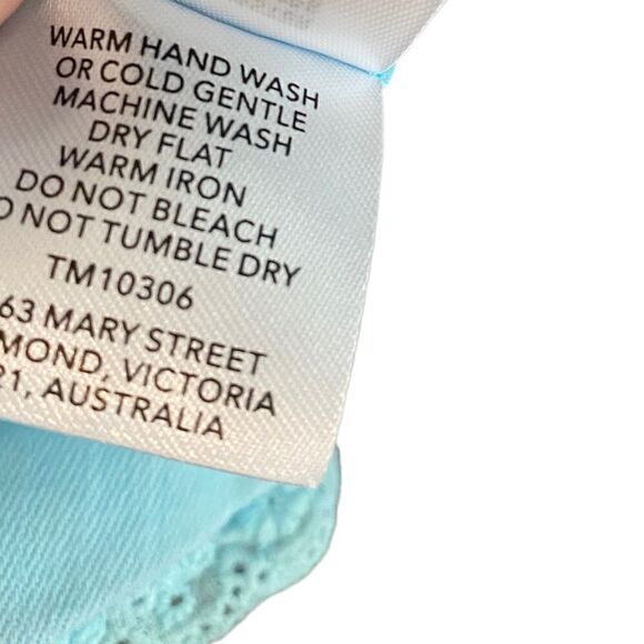 Tiger Mist Sz M Turquoise Bustier Boning Skinny Straps Cotton Ruffle Trim Top - Picture 7 of 7